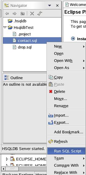 Popup menu item added to *.sql files